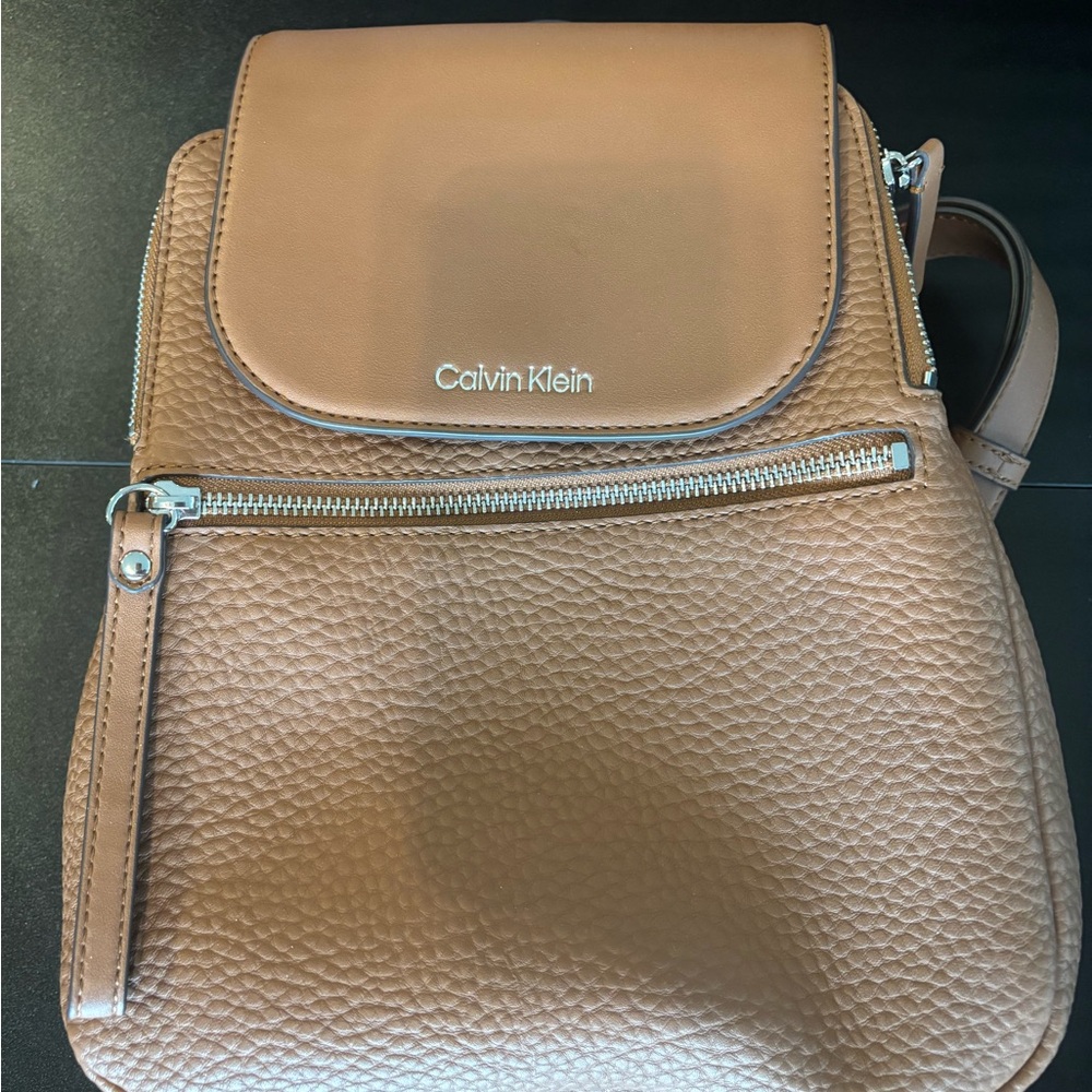 Calvin Klein Brown Leather Backpack